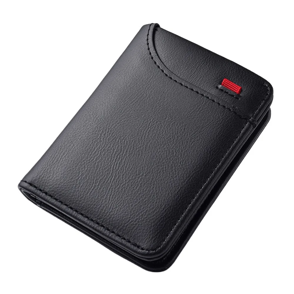 

Retro Solid Color Short Men Wallet Two-Fold Ultra Thin Men Card Holder Multiple Card Slots Mini PU Leather Coin Purse Male