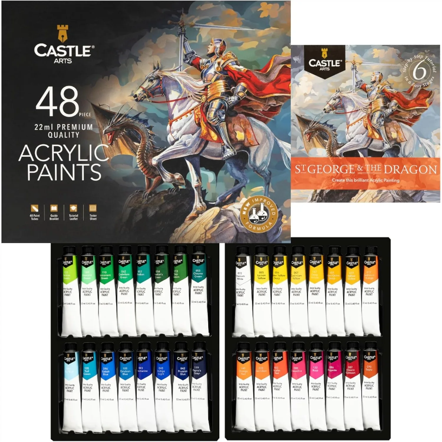 

48 x 22ml Acrylic Paint Set, New Improved Formula with Highly Pigmented Colors, Satin Finish, Lightfast & Long-Lasting for