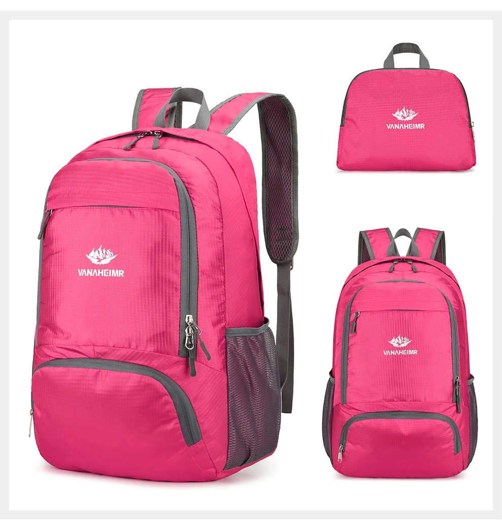 23l packbarer Rucksack faltbare ultraleichte Outdoor-Reisetasche großer zusammen klappbarer Rucksack Wander reise rucksack Bergsteiger-Tages rucksack Geringes Gewicht hohe Kapazität Wasserabweisendes Gewebe Top Punc – Detail 21