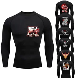 Hanma Baki Herren Kompression T-Shirt japanische beliebte Anime Baki Sport weste Fitness Laufsport Herren Langarm Sportswear