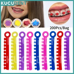 KUCUDENT 200Pcs/bag Dental Elastic Ligature Ties Orthodontic Bands Ring Personalized Colorful Cartoon Heart Star flower Smiley
