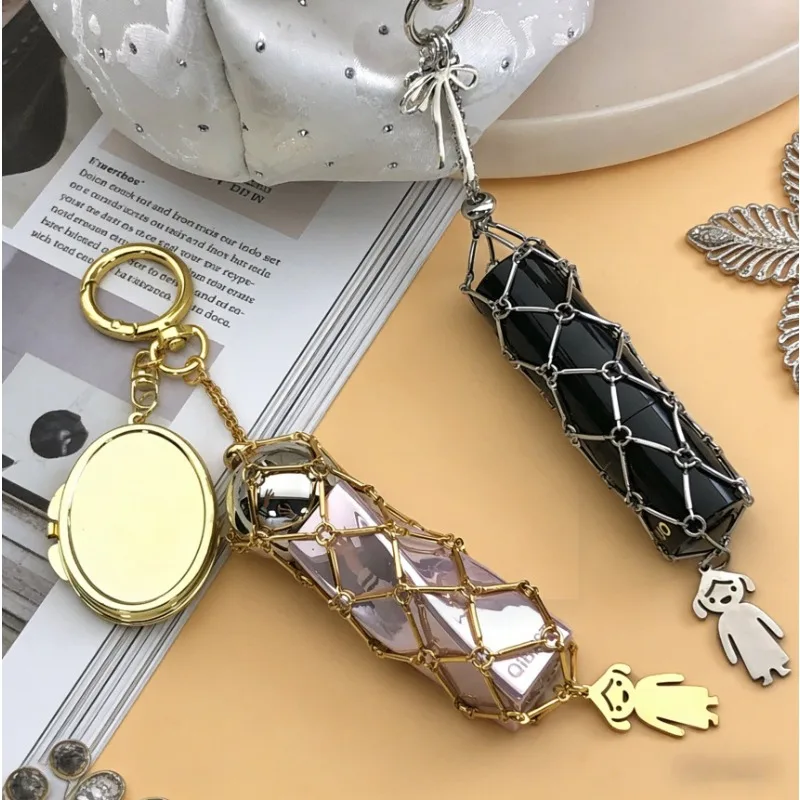 10PC Sins Trendy New Little Girl Pendant Lipstick Mesh Bag Hanging Decoration Fashionable Keychain