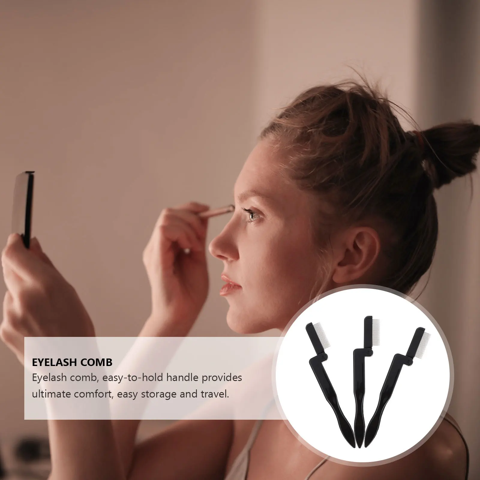 3Pcs Eyebrow Comb Foldable Eyelash Brush Comfortable Grip for Eyelash Extensions Mascara Makeup Tool Eyebrow Comb