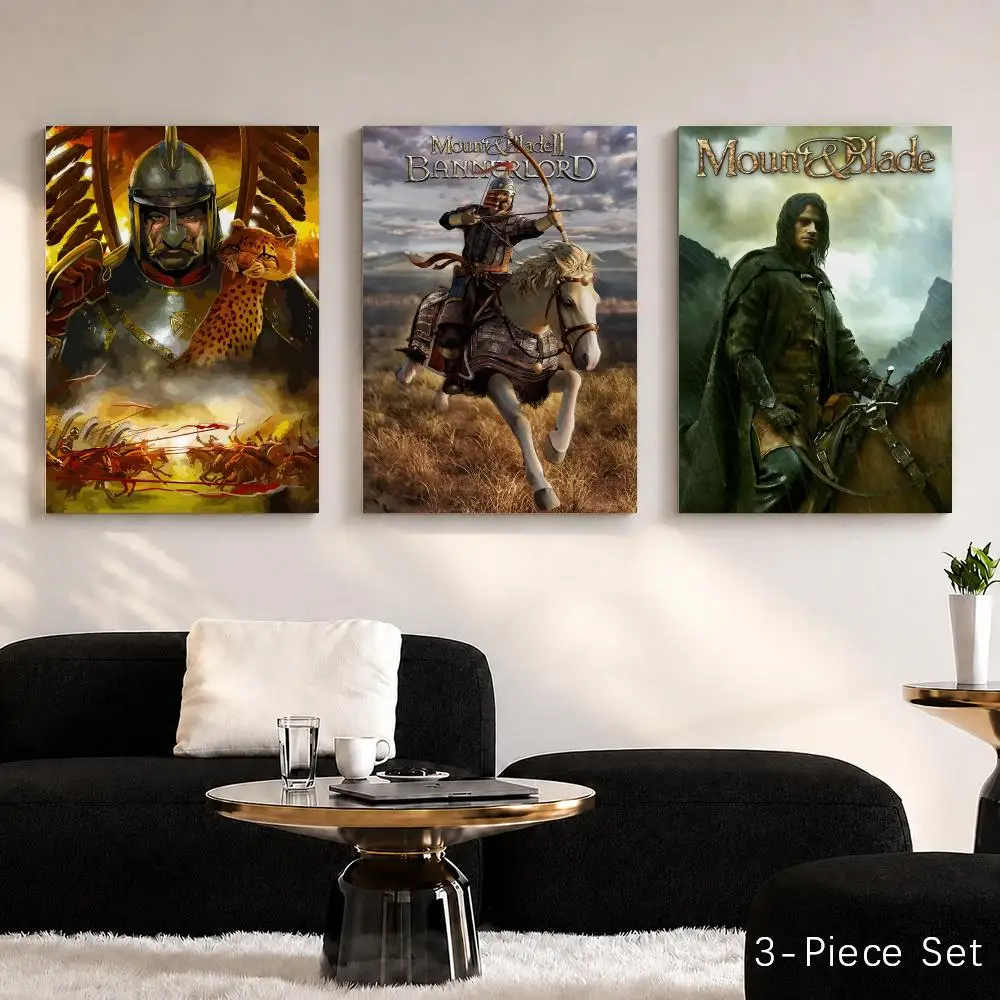 Games M-Mount And Blade Framed Wall Painting Canvas Poster Wall Art HD Print Home Decor Room Decoration Artwork Gift Wood Frame