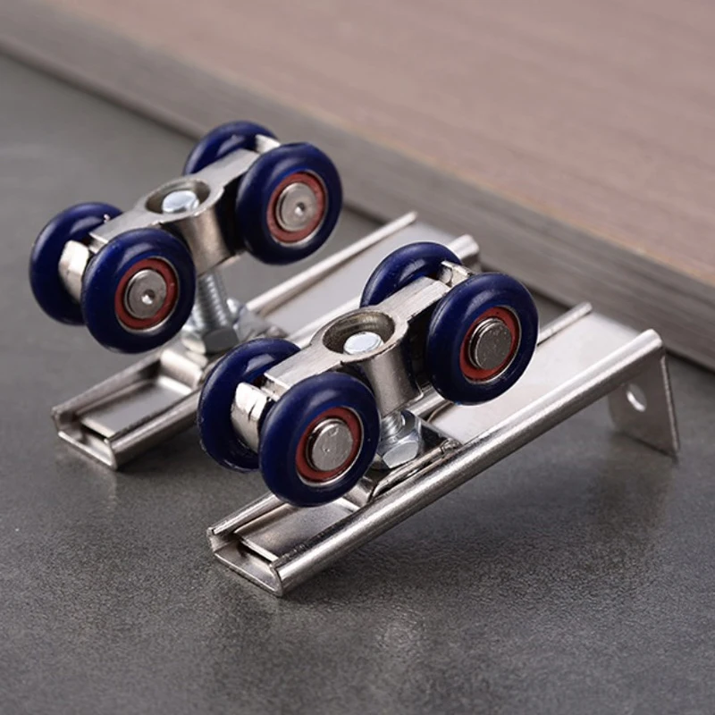 Z. Sliding Door Roller Hardware Slide Doors Pulley 4 Wheels Home Room Wood Door Hanging Wheels Rail Track Pulley