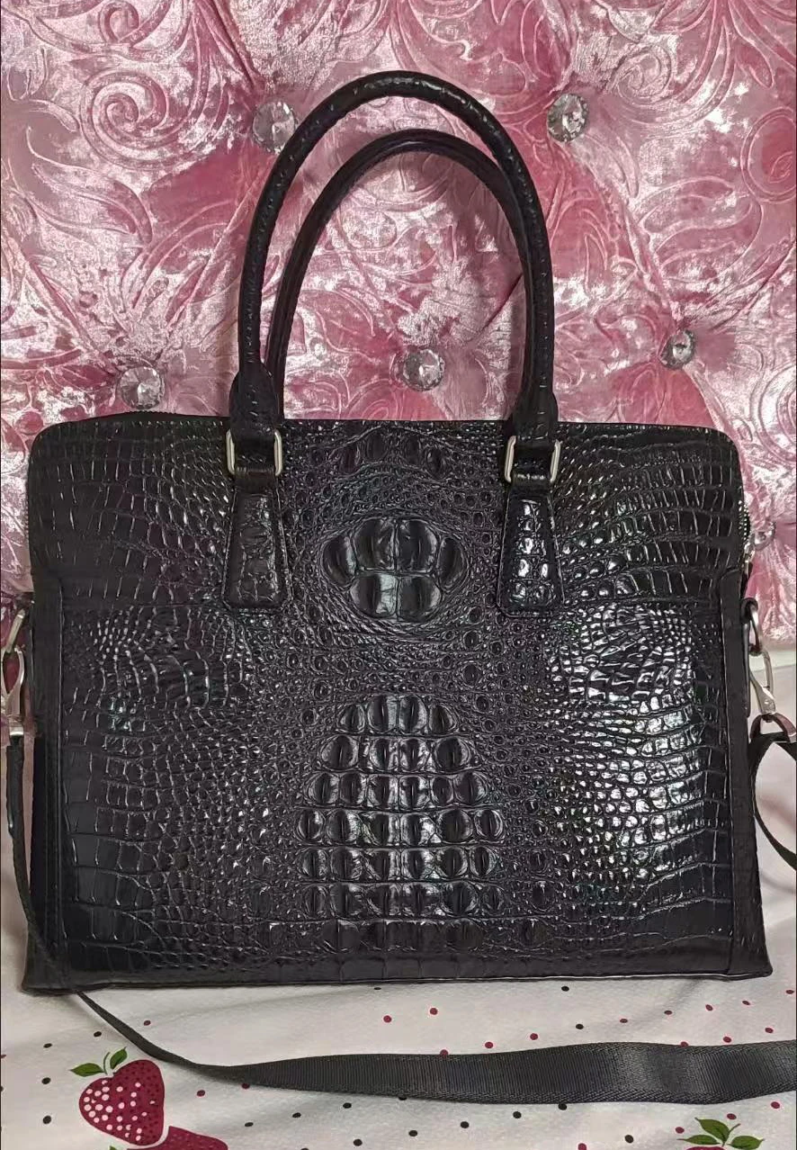 جديد فاخر التمساح نمط البقرة جلد طبيعي رجال الأعمال حقيبة الذكور حقيبة كتف الرجال رسول حقيبة كمبيوتر محمول