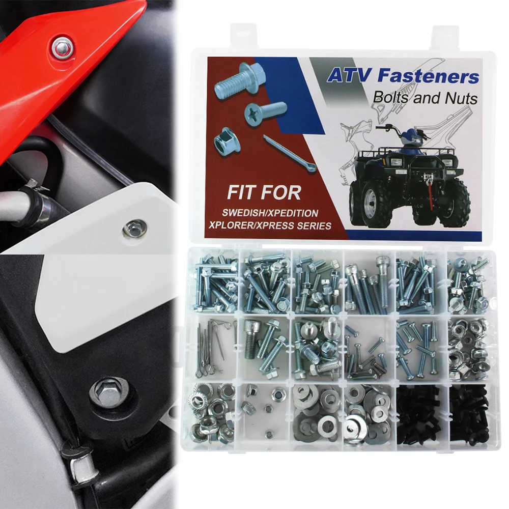 260PCS ATV Body Engine Frame Plastics Exhaust Bolts Kit For POLARIS SWEDISH 400L BIG BOSS 500 MAGNUM SPORTSMAN 50 500 SPORT 400