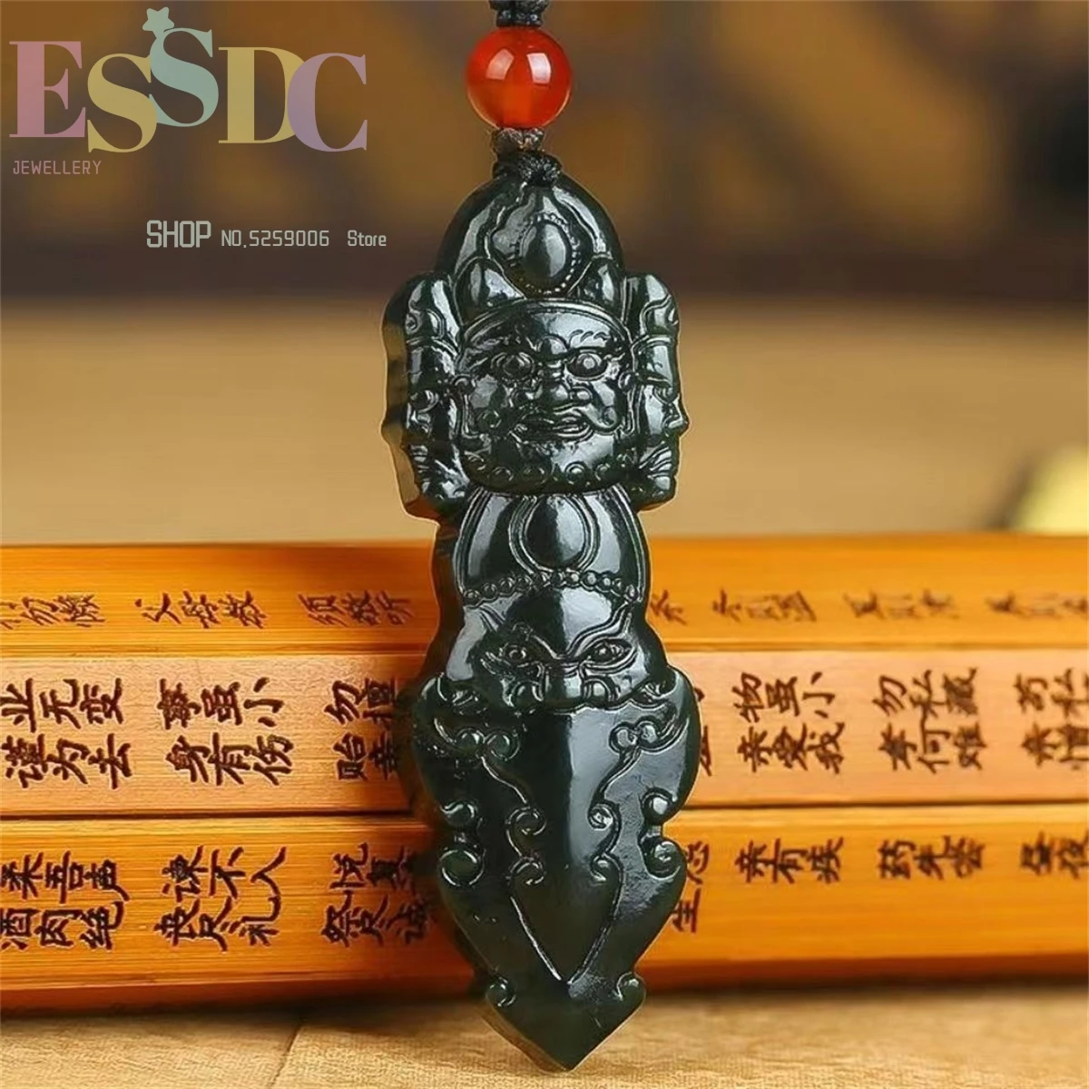 

Xinjiang Hotan Jade Green Jade Magic Pestle Cultural Toy Pendant For Men Women Four-Sided Buddha Head Ethnic Style Amulet Gift