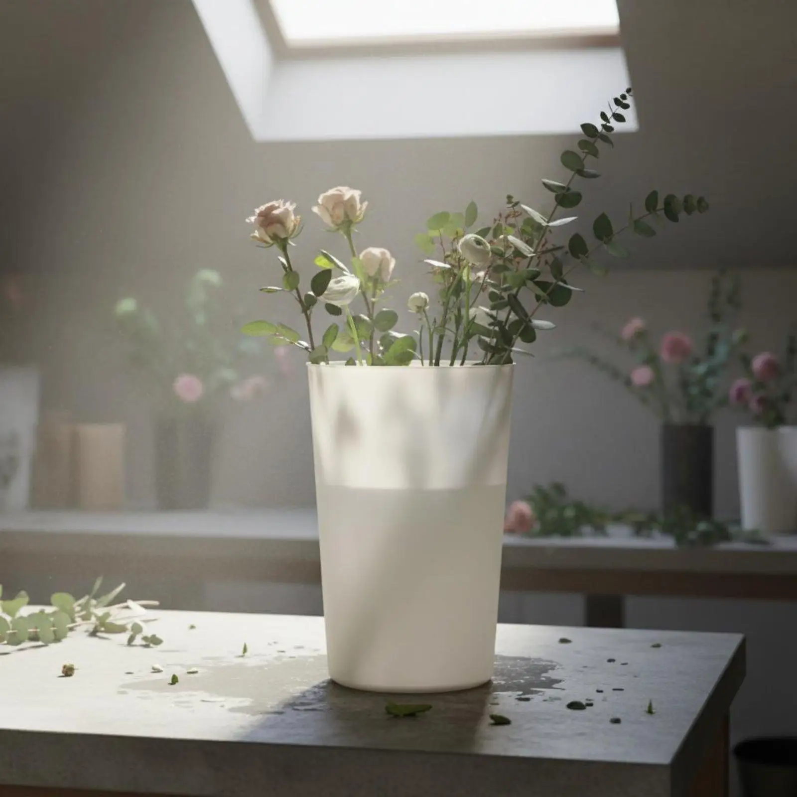 Tall Flower Conditioning Container Built-in Drainer Japanese Aesthetic Flower