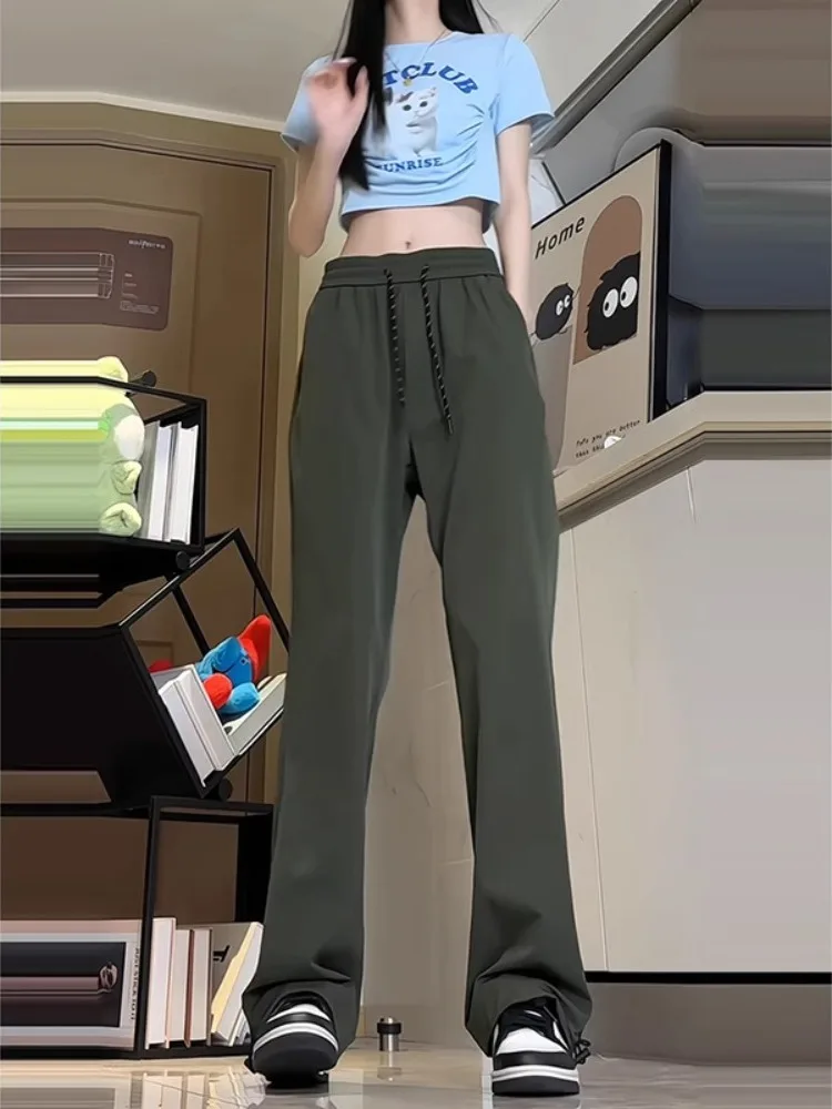 

American Retro Military een Summer Thin Ice Silk Pants Men's Casual Trousers Youthful Straight Leg West Pants Breathable