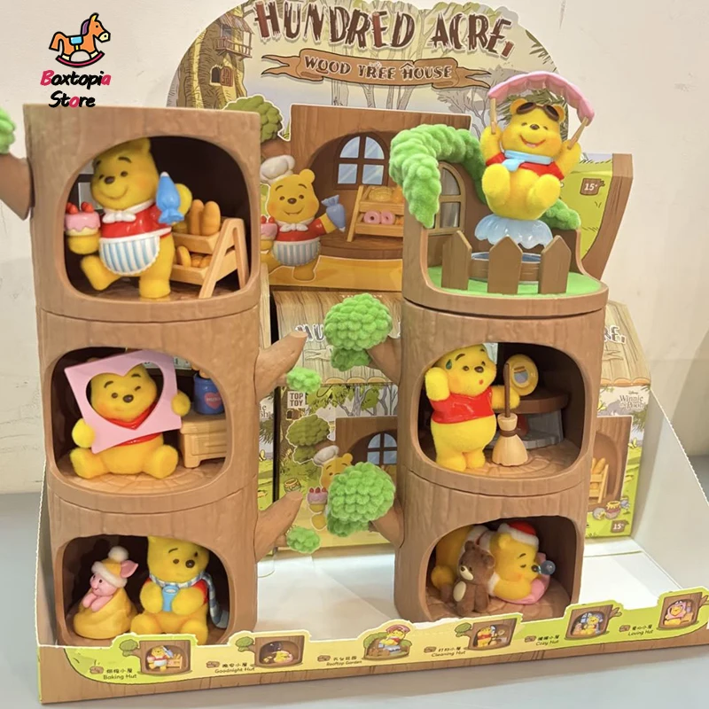 New Genuine Winnie The Pooh Wood Tree House Series Blind Box Desktop Ornaments Figure Doll Pupu Mystery Box Toys Kawaii Gift view 5