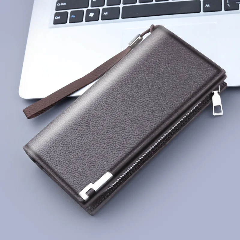 

2025 New Men's Wallet Long Zipper Handbag Men's Money Clip Business Casual Large Capacity Soft Leather Wallet Mobile Case