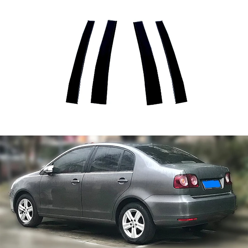 Fit For Volkswagen Polo Mk4 (9N)4-Door Sedan 2002-2010 Gloss Black Door Window Pillar Posts Trim Molding Cover Accessories