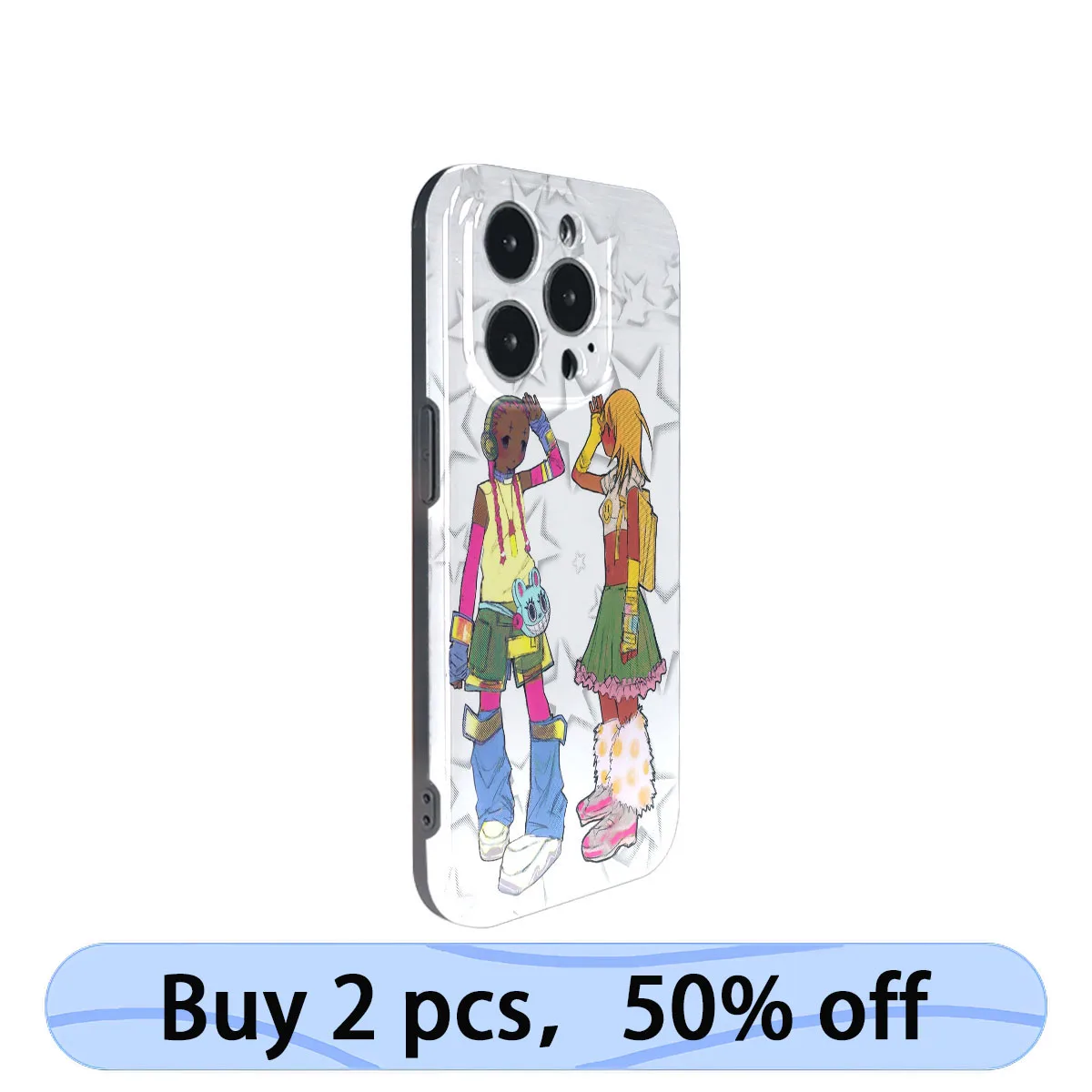 Coque iPhone Art Phone Case Y2K School Girl Stars Minimalist Cover for iPhone 15 14 13 12 11 Pro Max Plus IMD 2 in 1