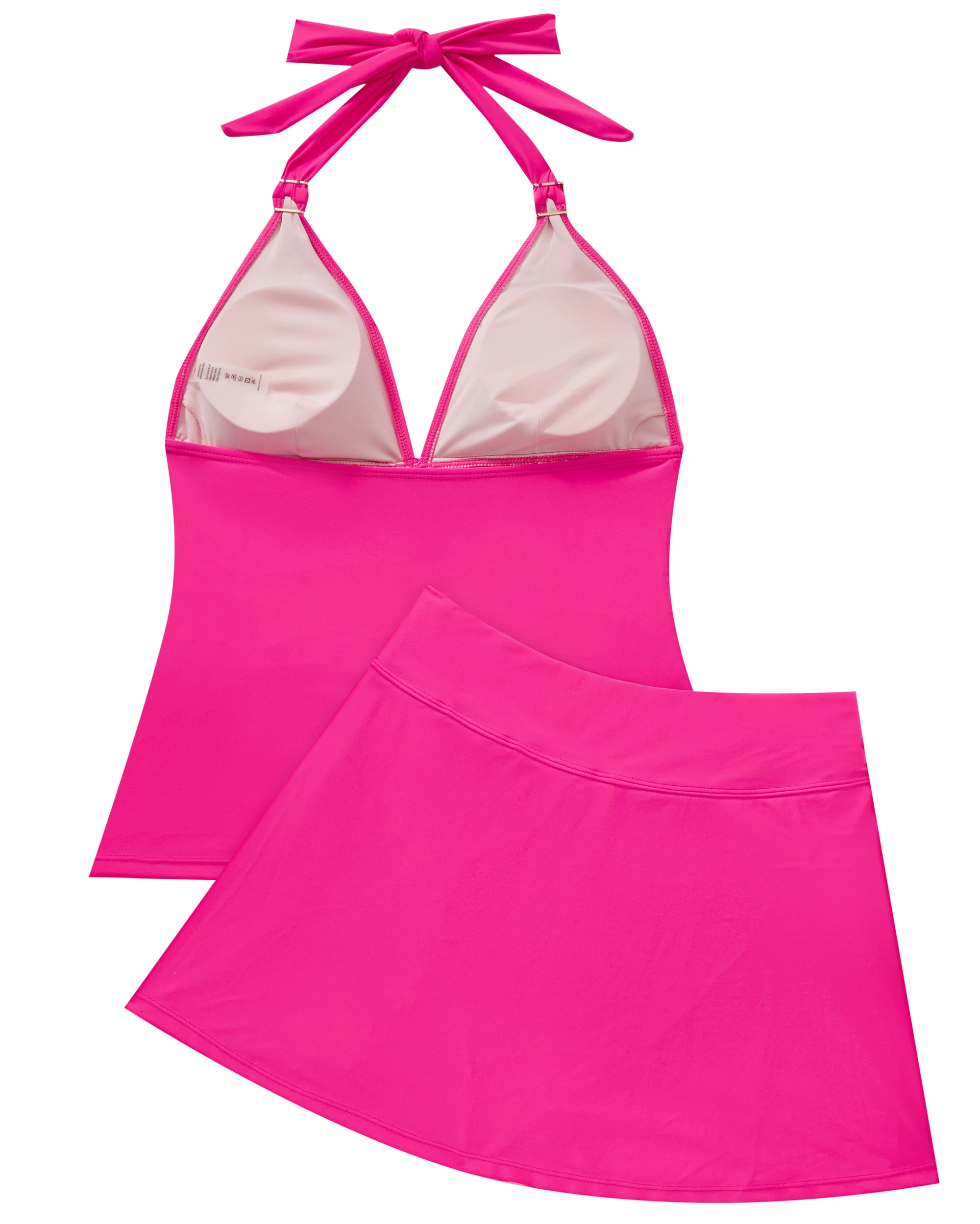 Damen Tankini-Set, Neckholder-Top mit V-Ausschnitt, Badeanzüge mit hoher Taille und Röcken, Bademode, Strandkleidung, Schwimmanzüge, Größe XXL, Tankini Mujer – Detail 32