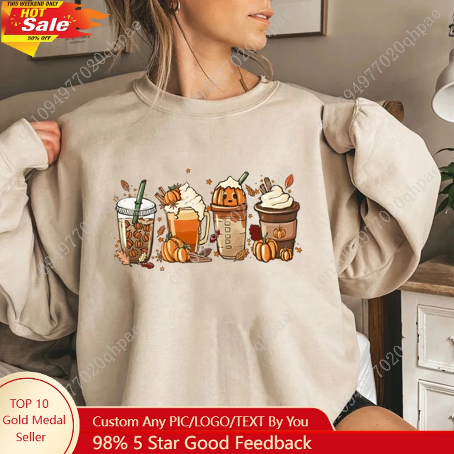 

Fall Coffee Sweatshirt Cute Fall Hoodie Thanksgiving Sweatshirt Halloween Hoodies Women Clothes Coffee Lover Pullovers Tops