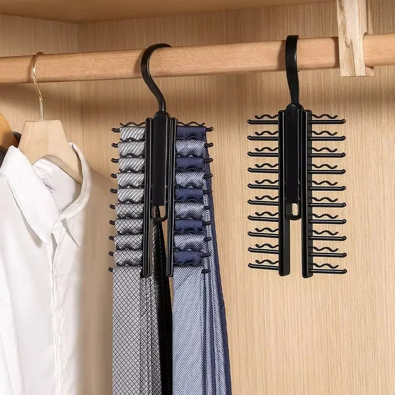 20 Row Tie Storage Rack Rotating Adjustable Tie Belt Display Holder Scarf Belt Hanger Rack Home Closet Wardrobe Organizer