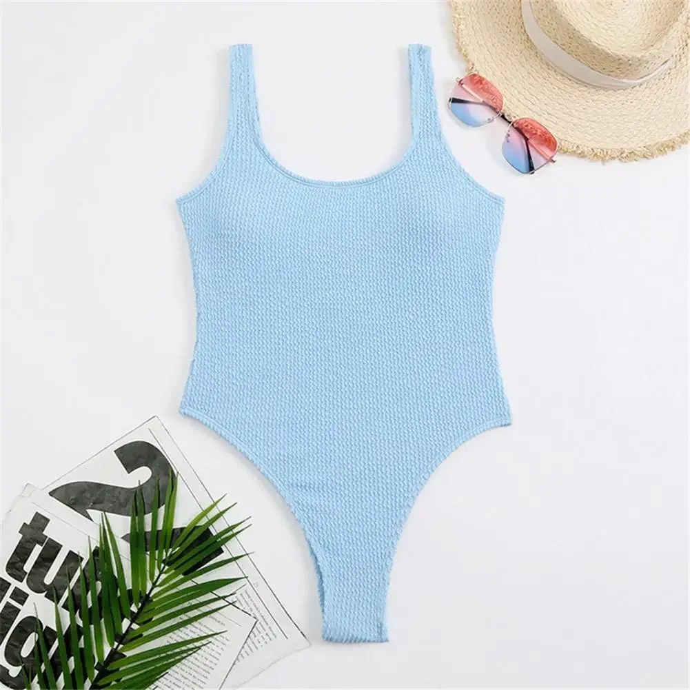 Traje de baño de secado rápido Monokini elegante de color caramelo sin espalda trajes de baño de una pieza para mujer de secado rápido para el verano para flaco