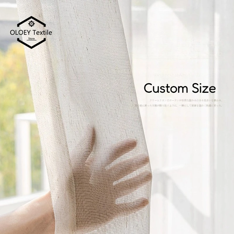 Cortinas de Lino Crema Estilo Francés, Tejidas a Mano, con Protección Solar, para Sala de Estar, Comedor, Dormitorio, Lujosas, Elegantes y a la Moda, Tamaño Personalizado