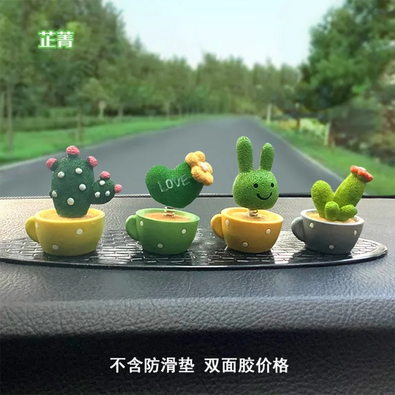Cute Car Decor Spring Animal Cactus Mini Potted Plant Auto Ornament view 4