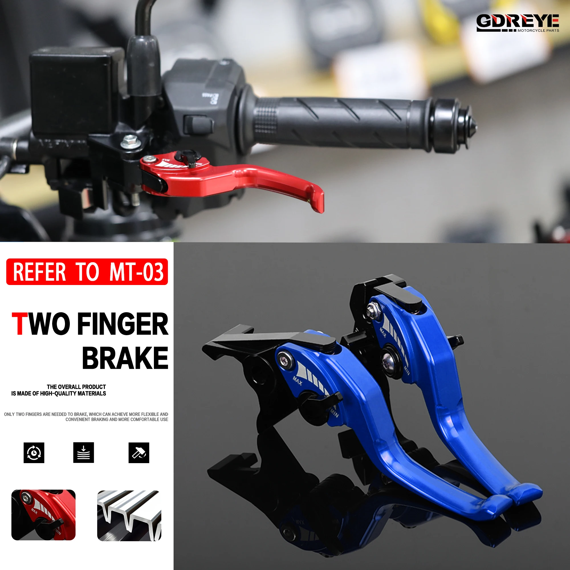 

Для YAMAHA MT-03 MT03 2016-2024 тормозные рычаги с 2 пальцами для мотоцикла MT 03, алюминиевые регулируемые короткие тормозные рычаги с ЧПУ, набор