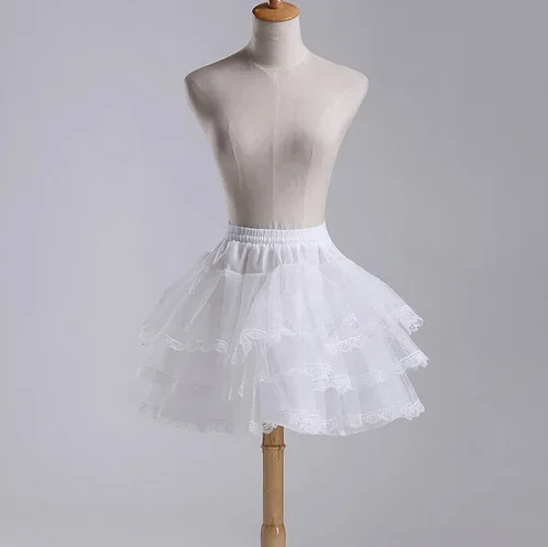 Tulle Short Knee Length Crinoline Petticoat 3 Layer Underskirt,Maid/Ballet/Lolita Dress