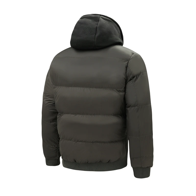 Oversize Solid Winter Coat Men\'s Warm Thicken Coat Retro Warm Hooded Bubble Jacket Hooded Golf Puffer Jacket