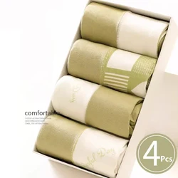 Plus Size M-5XL 4Pcs Cotton Women's Panties High Waist Body Slim Underwear Breathable Cute Pantys Girls Briefs Female Lingerie