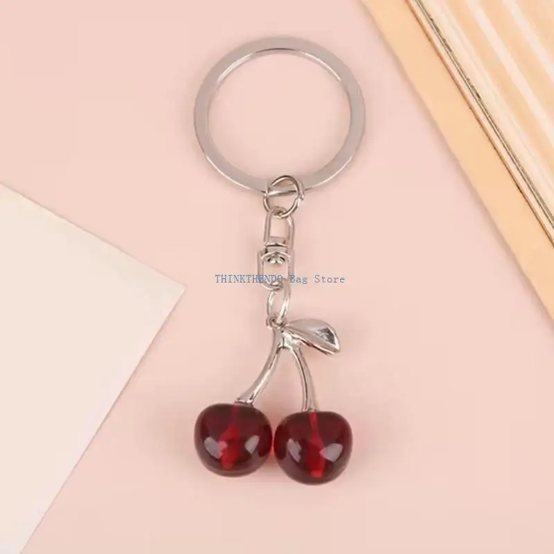 340D Lovely Cherry Keychain Bag Charm Fashion Accessory Pendant Sweet Aesthetic Bag Accessory for Trendy Women