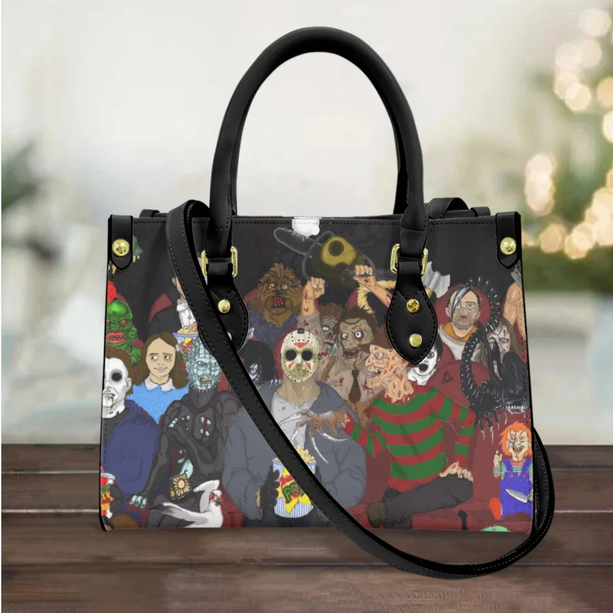 2024 New Horror Movie PU Leather Handbags Top-Handle Commuter Shopping Messenger Bag Fashion Casual Long Shoulder Strap Totes