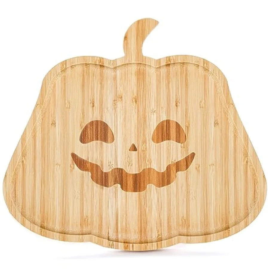 

13 ih разделочная доска для Хэллоуина, бамбуковая доска для сыра с тыквой, сервировочное блюдо на День Благодарения с ручкой, сервировочный поднос Din