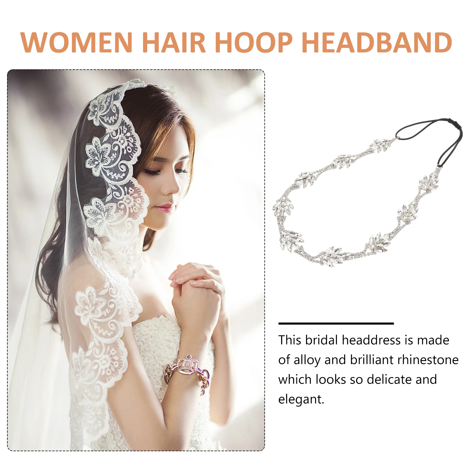 

Rhinestone Headband Women Hair Hoop Bridal Wedding Headpiece Bride Accessories Sparkling Decorations Diamond
