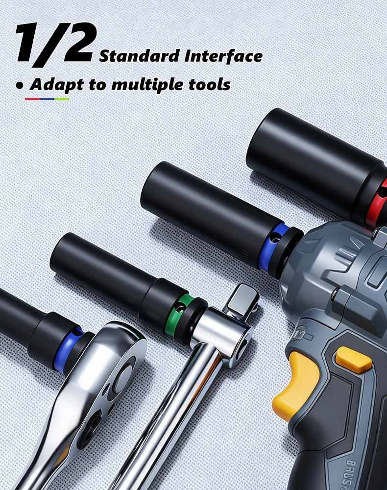 8-24mm 1/2 Zoll Antrieb Schlagschrauber-Steckschlüsselsatz Schlagschrauber-Steckschlüssel Cr-Mo Sechskant-Steckschlüssel CR-V ​ Motorrad-Reparaturwerkzeug zum Entfernen von Muttern – Detail 5