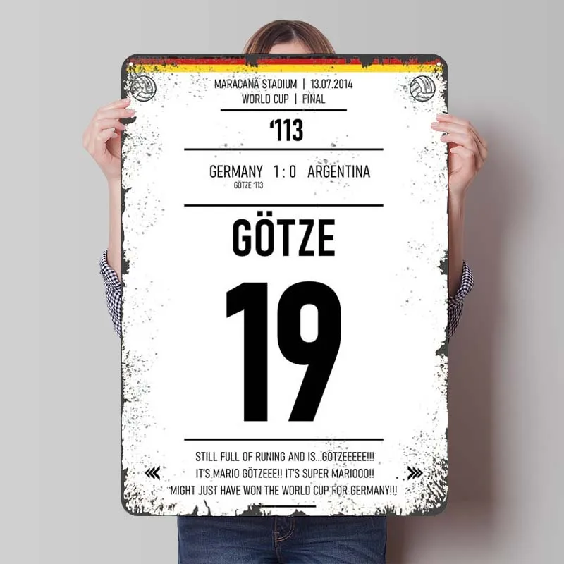 Mario Gotze Poster Football Sports Tinplate Sign Room Decoration Home Custom Metal Signs for Wall Art Decoration Room Decor Men