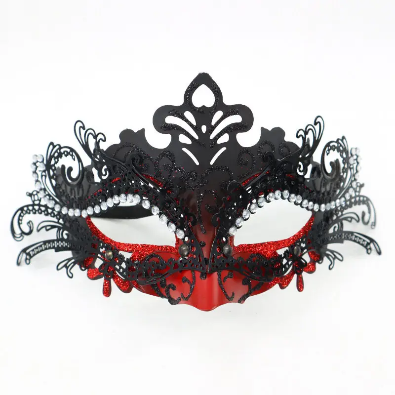 Venetian Half Face Mask Metal Filigree Gem Butterfly Decorative Masquerade Costume Halloween Carnival Party Cosplay Gift