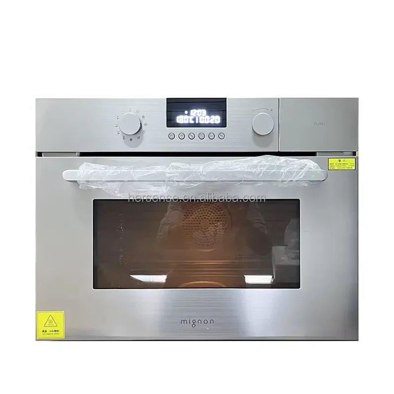 220V50HZ 56L Larger Capacity Built in Steam Oven Combo Electric Baking Roast Chicken Silver With Screen and Knob Fast