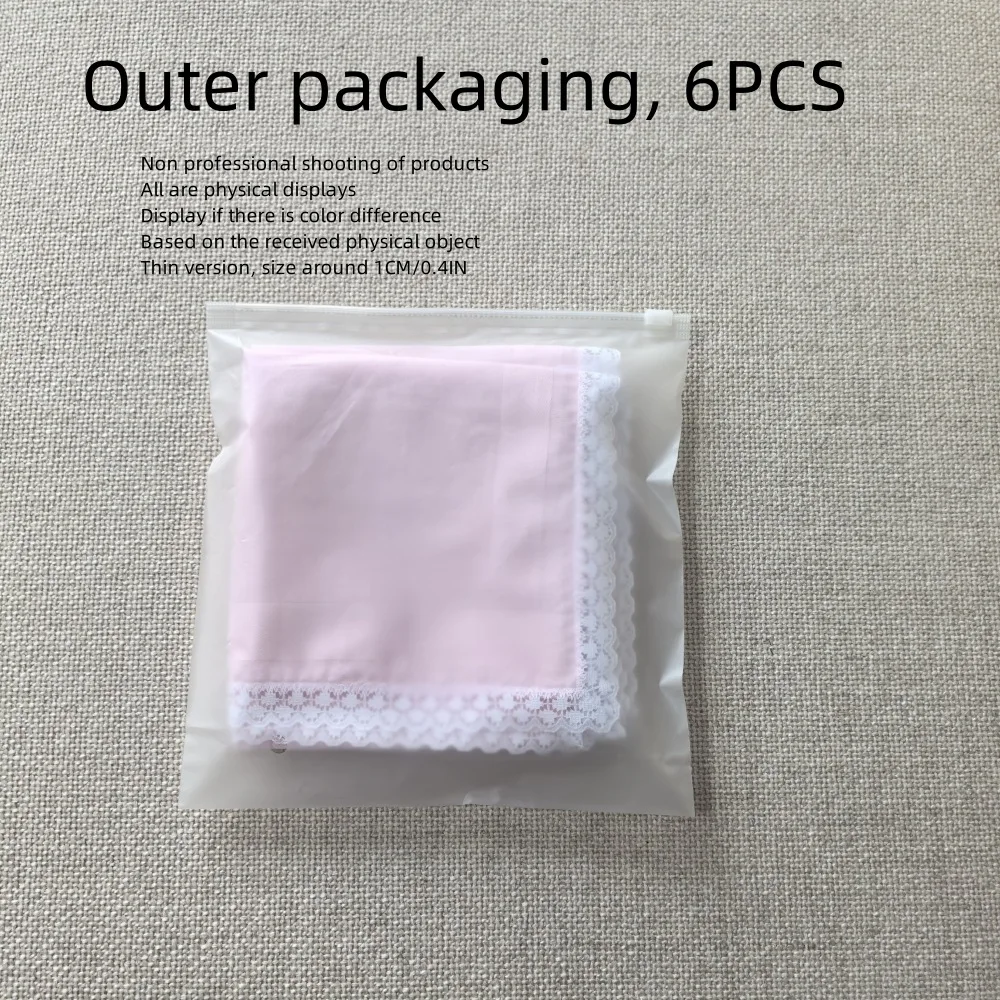 12Pcs Retro Wedding Cotton Handkerchief 32cm Thin Lace Edge Design Soft Decor Pocket Towel for Ceremony Gift