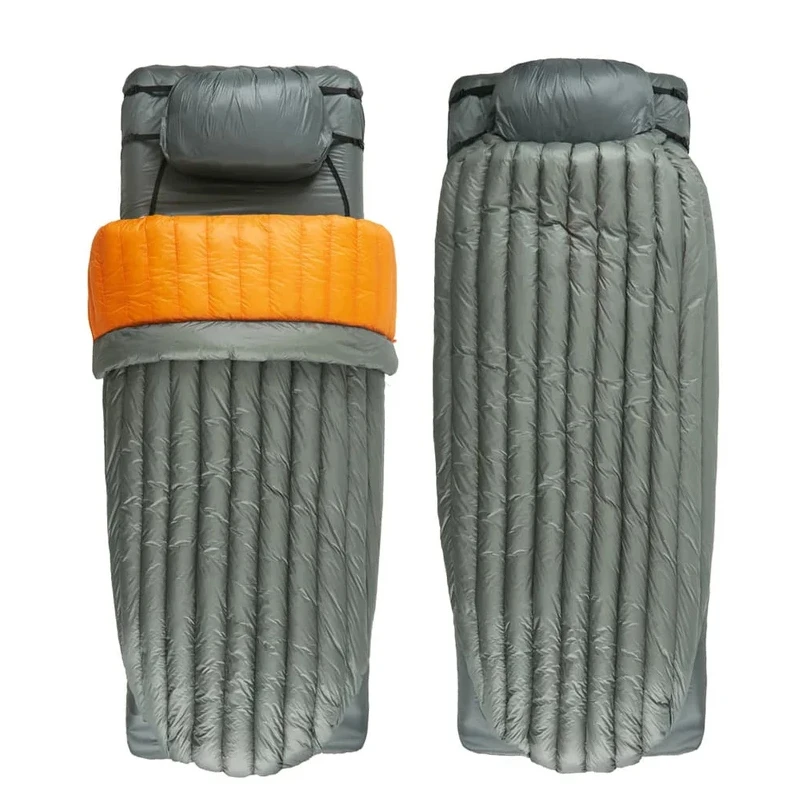 Ultralight 95% Duck Down Sleeping Bag 850FP Camping Inflatable Pad Pillow Sheets Topquilt Cold Weather Zipper Sleeping Bag