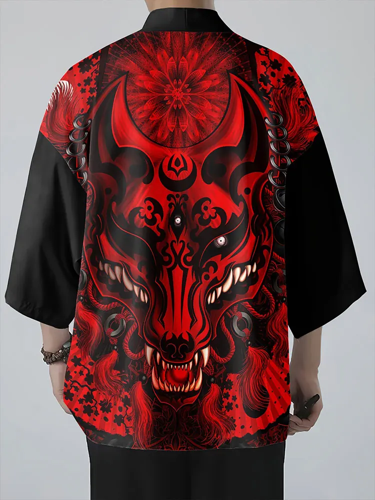 

Japanese Traditional Kimono Daily Casual Men's Printed Animal Pattern Kimono Outdoor Holiday Leisure Cardigan Men's Clothing