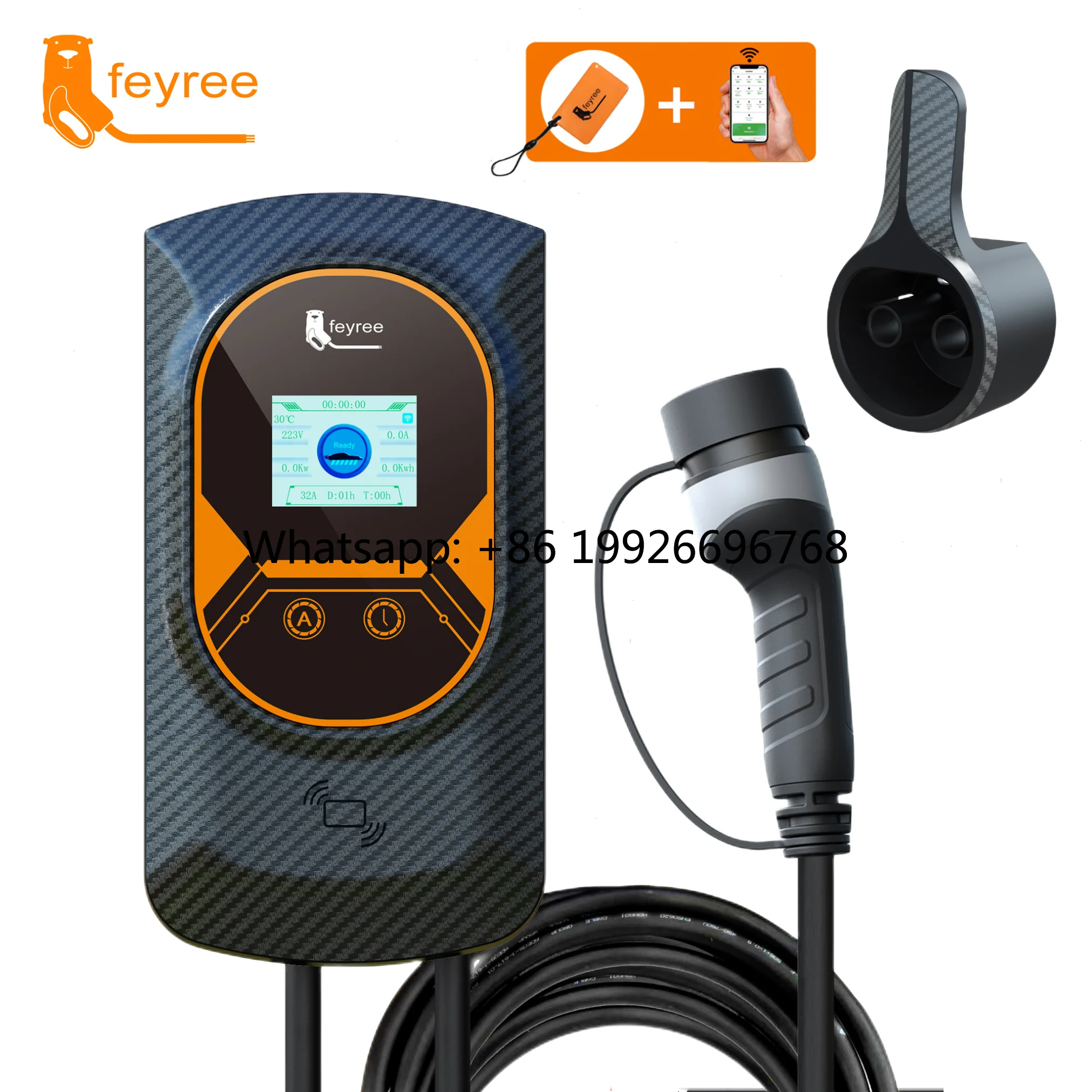 

Зарядная станция Feyree для электромобилей, 32А, Type2 EVSE, настенная зарядка Type1, 7.6кВт, кабель IEC62196, управление через приложение