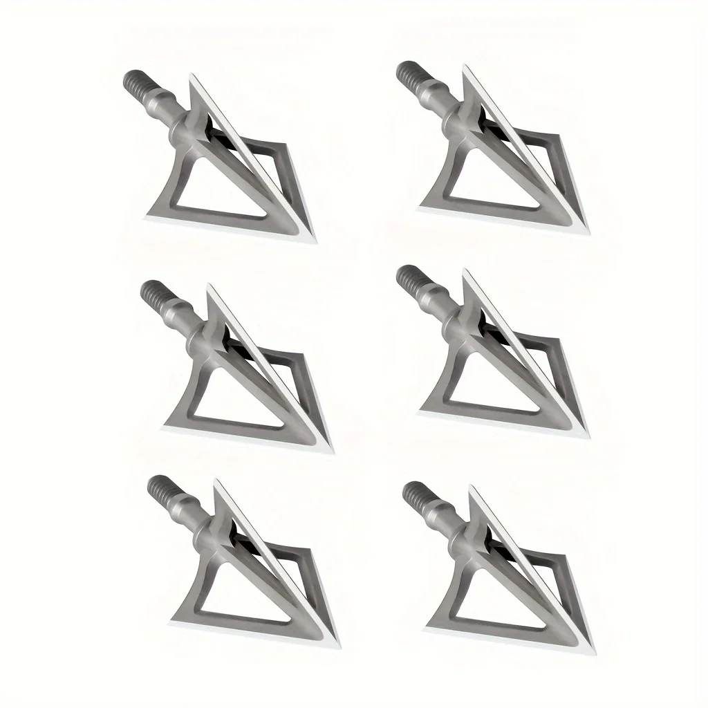 6Pcs Archery Broadheads 3 Blade 100 Grain Compound Bow Hunting Arrowheads Tip