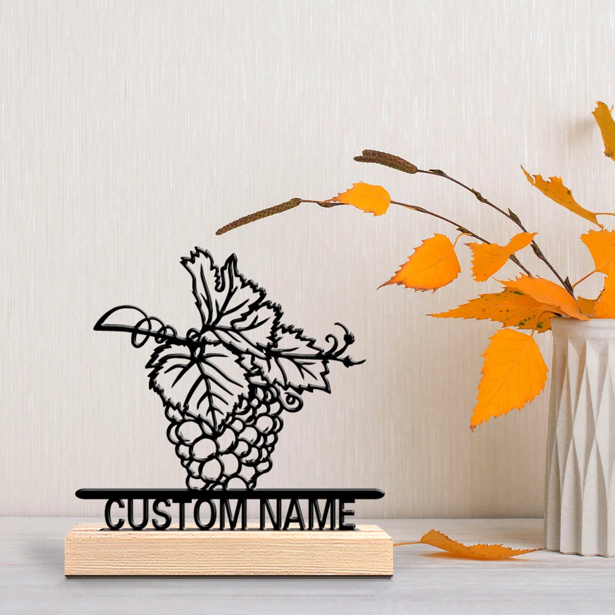 Estatuas De Metal De uva personalizadas y divertidas, arte De Metal con Base De madera adecuado para oficina, dormitorio, sala De estar, escritorio, 1 ud.