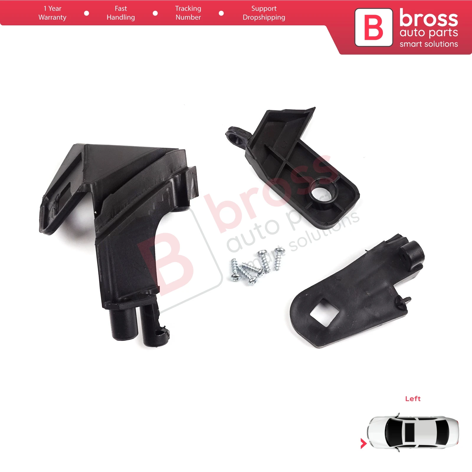 BHL501 Headlight Housing Repair Mount Holder Bracket Tab Clips Kit Left for Fiat Doblo MK2 263 2010-2014 Pre-Facelift 51810672