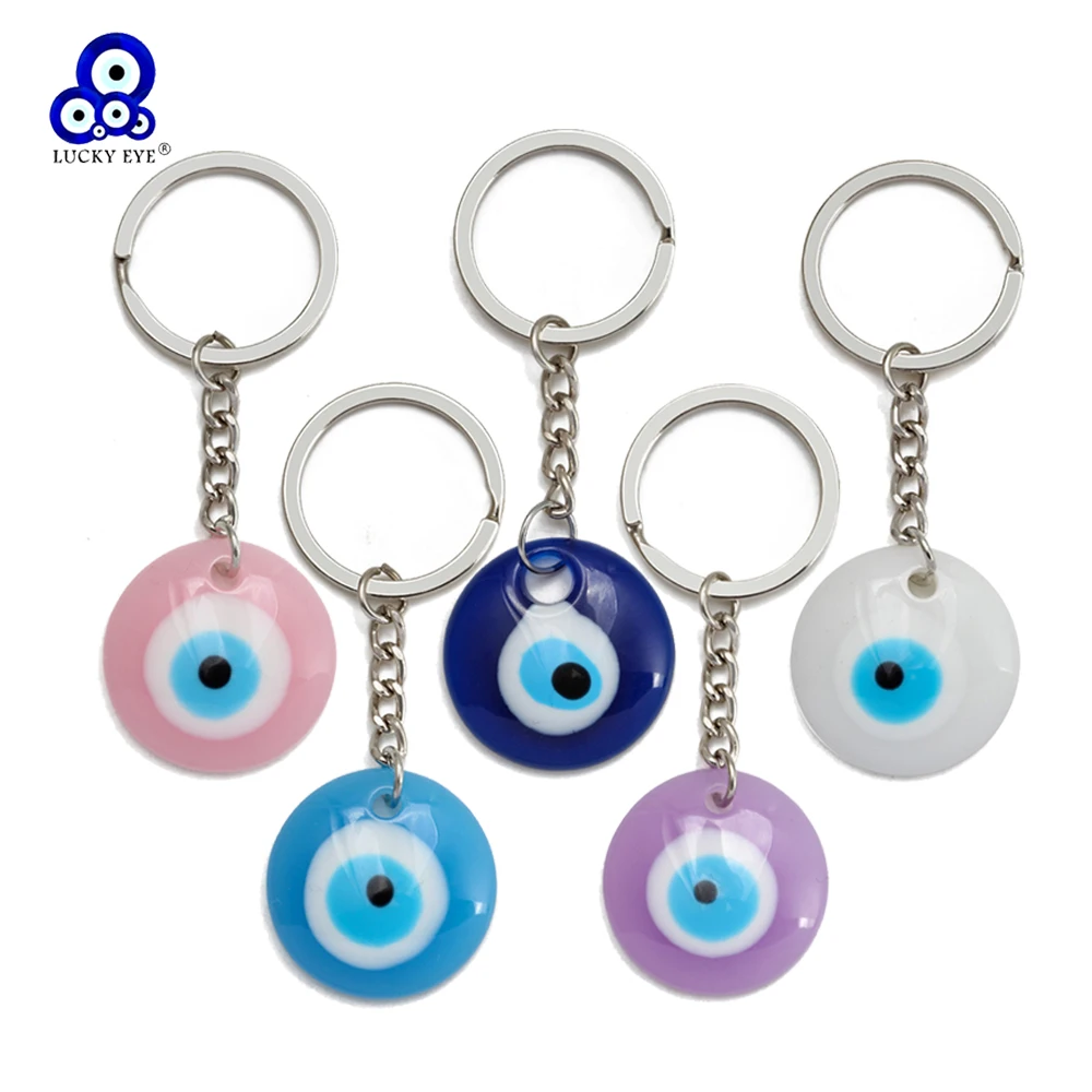 Lucky Eye Plastic Turkish Evil Eye Keychain Cute Alloy Key Chain Bag Car Keyring for Women Men llavero porte clé מחזיק מפתחות