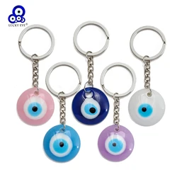 Lucky Eye Plastic Turkish Evil Eye Keychain Cute Alloy Key Chain Bag Car Keyring for Women Men llavero porte clé מחזיק מפתחות