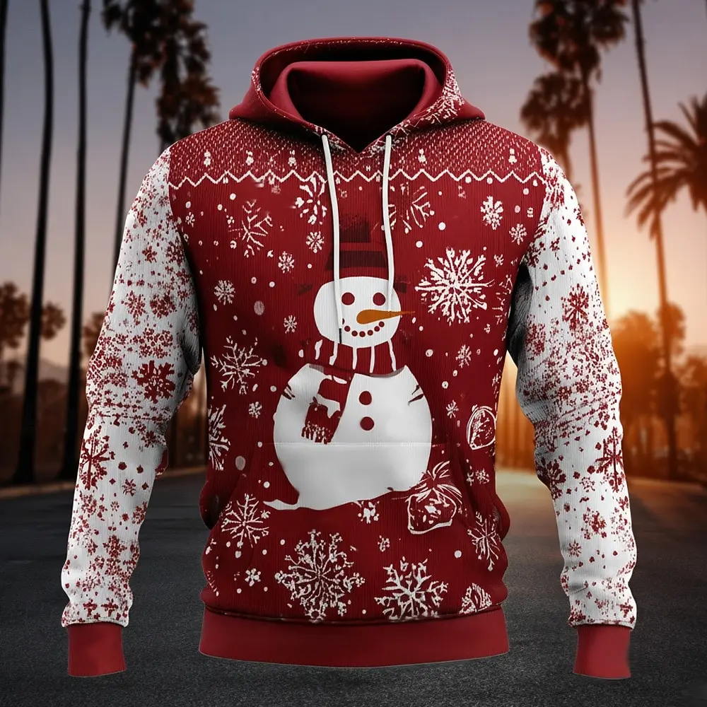 

Men's Hoodies 3D Print Funny X'mas Snowman Graphic Design Casual Pullover Tops Autumn Winter Trendy Christmas Party Men Clothing