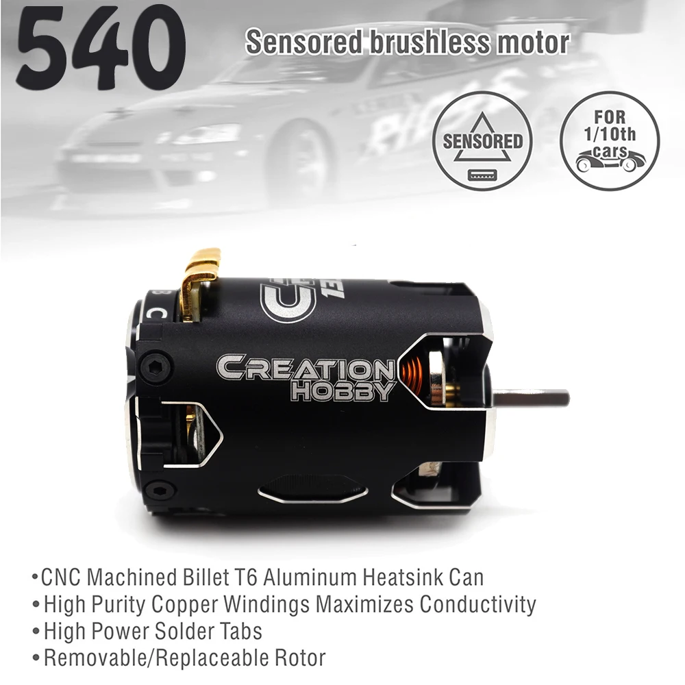 

540 CR-1 Sensored Brushless Motor 10.5T 13.5T 17.5T 21.5T 3.175mm Shaft for 1/10 RC Car Axial SCX10 D90 TRX4 Traxxas Redcat Gen8