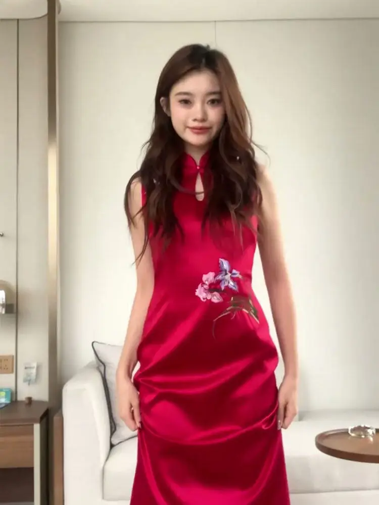 

Ele Red Embroidered Dr Wedding Ceremony New Bride Drunken Wedding Banquet Entrance Ceremony Special Dr