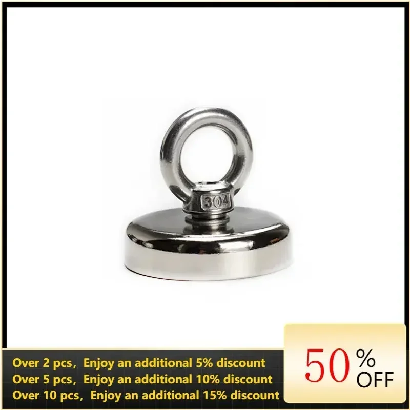 Neodymium Magnet Magnetic Hook Rare Earth Magnet N35 NdFeB Magnetic with Countersunk Hole Eyebolt for Fishing Salvage Magnet