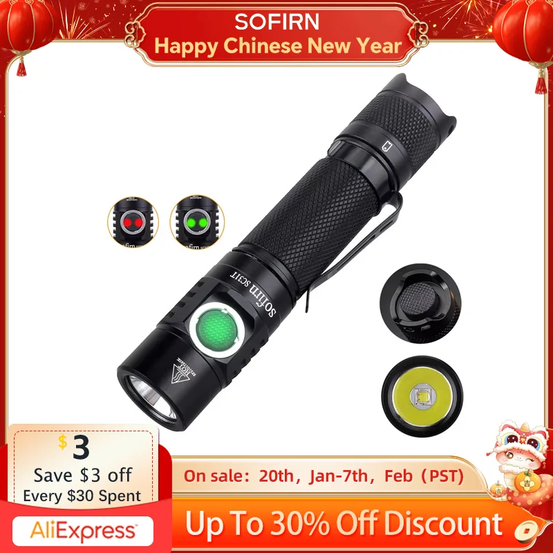 Sofirn SC31T SST40 LED Tactical Flashlight 2000lm Rechargeable 18650  USB C Powerful Torch Outdoor Lantern